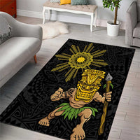 Hawaii and Philippines Together Area Rug Warrior Tiki Mask and Filipino Sun Polynesian Style LT03 - Polynesian Pride