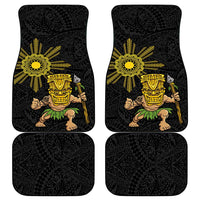 Hawaii and Philippines Together Car Mats Warrior Tiki Mask and Filipino Sun Polynesian Style