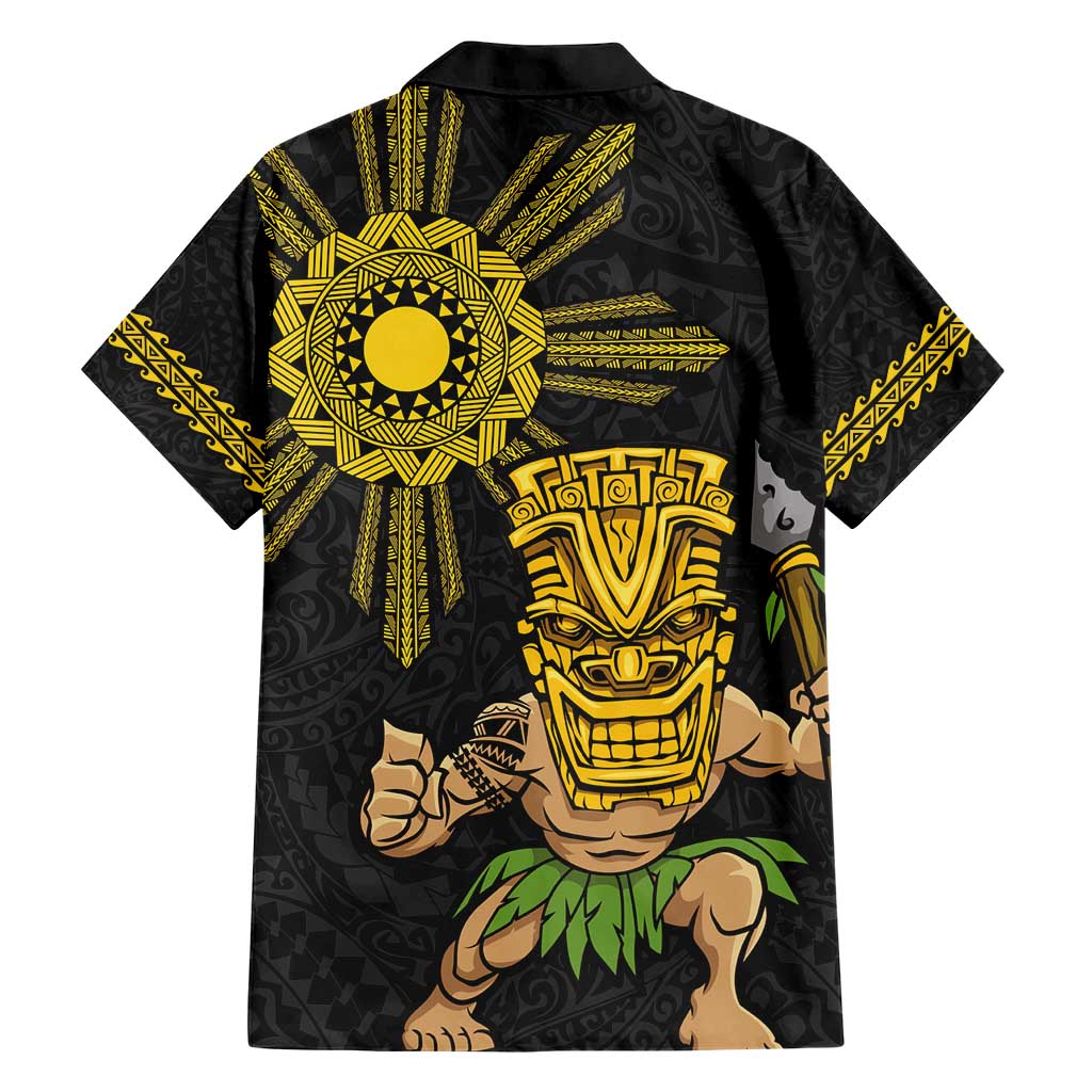 Hawaii and Philippines Together Hawaiian Shirt Warrior Tiki Mask and Filipino Sun Polynesian Style