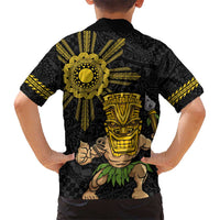 Hawaii and Philippines Together Kid Hawaiian Shirt Warrior Tiki Mask and Filipino Sun Polynesian Style LT03 - Polynesian Pride