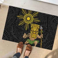 Hawaii and Philippines Together Rubber Doormat Warrior Tiki Mask and Filipino Sun Polynesian Style LT03 - Polynesian Pride