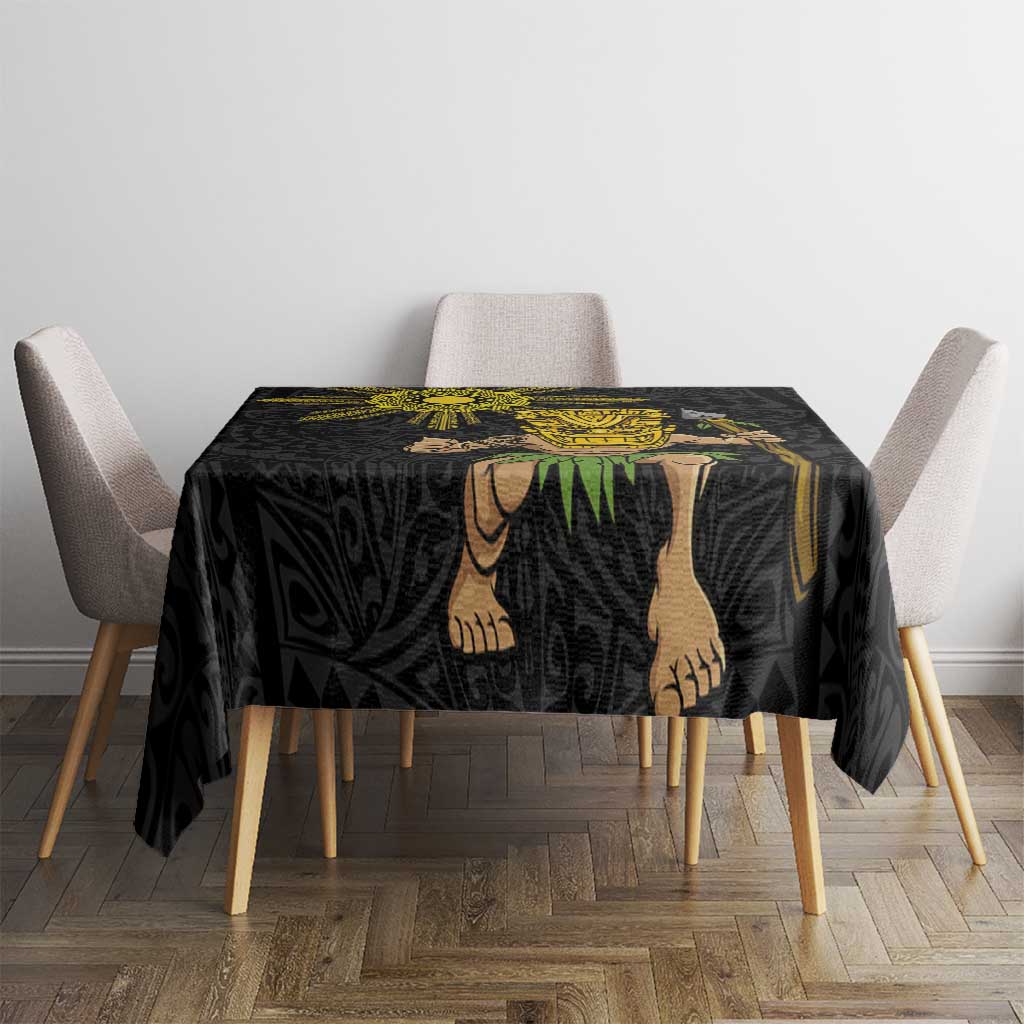 Hawaii and Philippines Together Tablecloth Warrior Tiki Mask and Filipino Sun Polynesian Style LT03 - Polynesian Pride