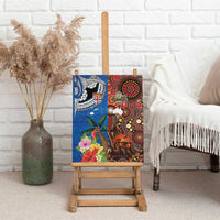 Fiji and Australia Together Canvas Wall Art Fijian Tapa Plants with Kangaroo and Aboriginal - Polynesian Pride