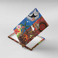 Fiji and Australia Together Canvas Wall Art Fijian Tapa Plants with Kangaroo and Aboriginal - Polynesian Pride