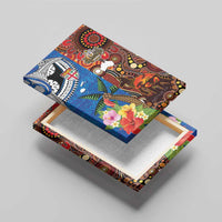 Fiji and Australia Together Canvas Wall Art Fijian Tapa Plants with Kangaroo and Aboriginal - Polynesian Pride