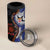 Fiji and Australia Together 4 in 1 Can Cooler Tumbler Kangaroo Aboriginal with Tribal Tapa Hibiscus Half Style - Polynesian Pride
