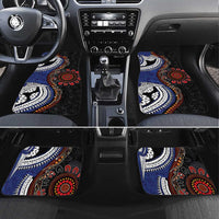 Fiji and Australia Together Car Mats Kangaroo Aboriginal with Tribal Tapa Hibiscus Half Style - Polynesian Pride