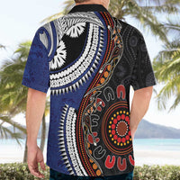 Fiji and Australia Together Hawaiian Shirt Kangaroo Aboriginal with Tribal Tapa Hibiscus Half Style - Polynesian Pride