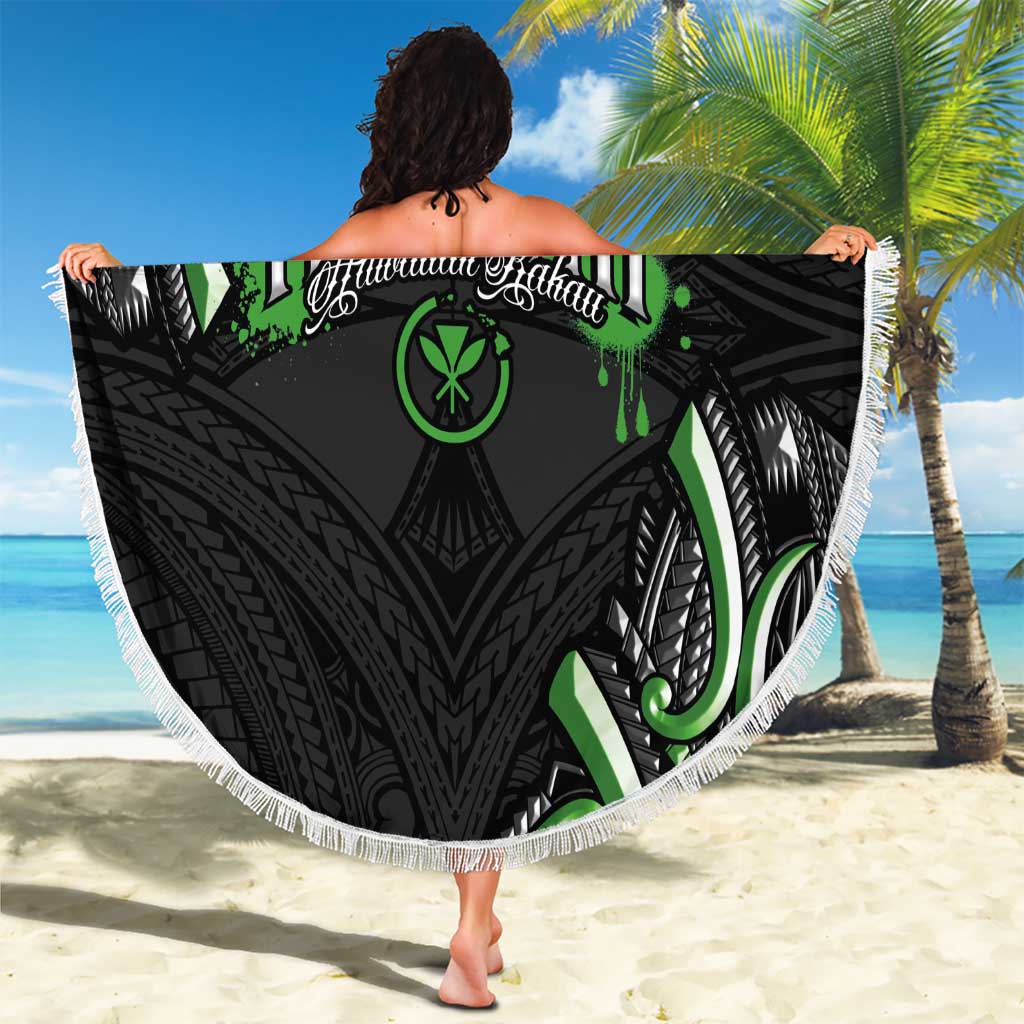 Traditional Art Hawaiian Kakau Tattoos Beach Blanket Green Color - Polynesian Pride