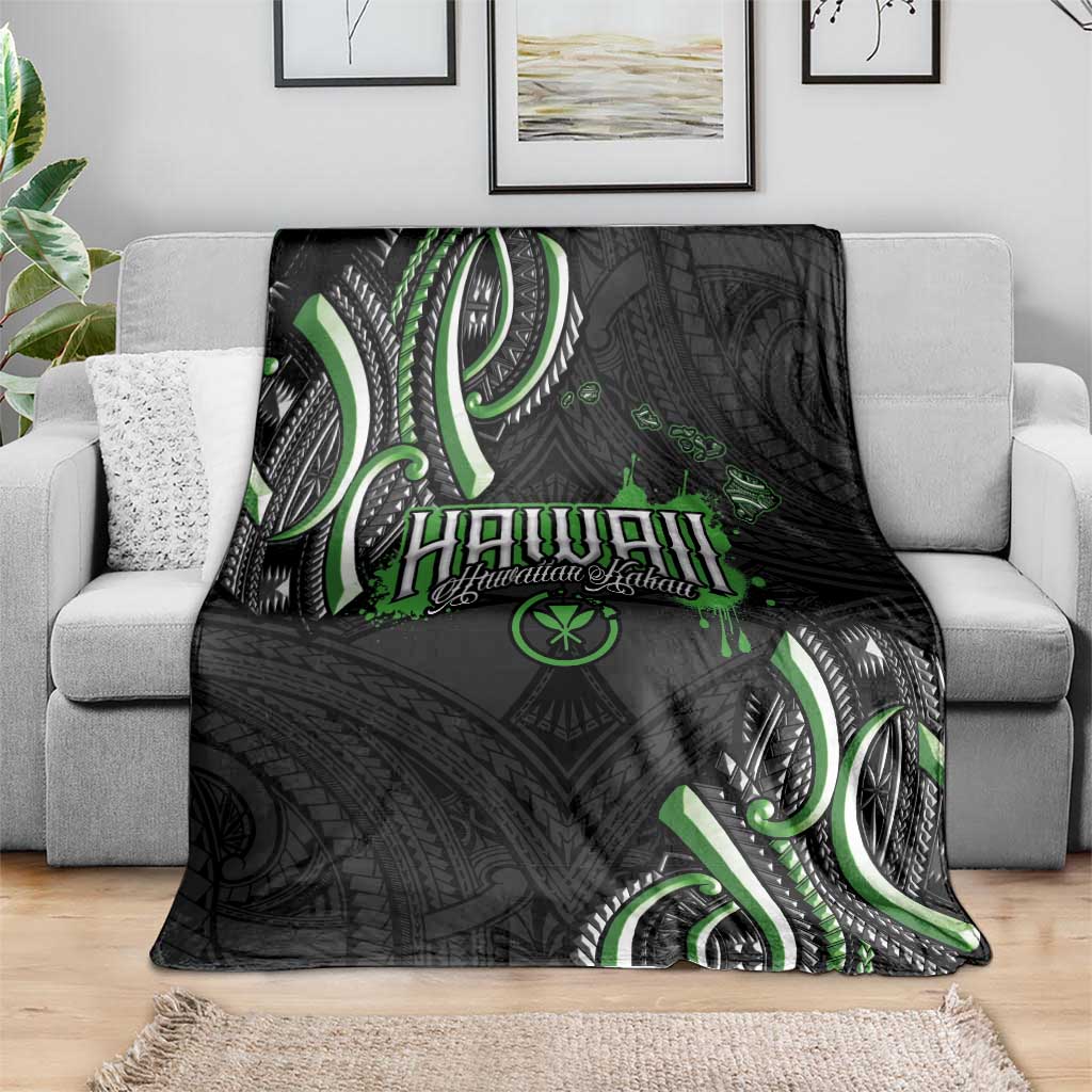 Traditional Art Hawaiian Kakau Tattoos Blanket Green Color - Polynesian Pride