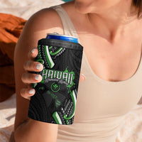 Traditional Art Hawaiian Kakau Tattoos 4 in 1 Can Cooler Tumbler Green Color - Polynesian Pride