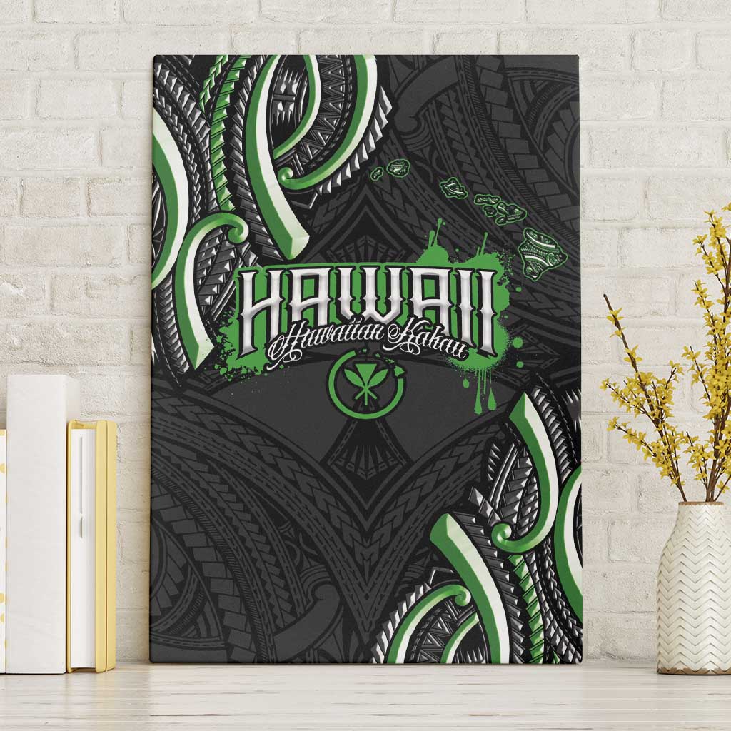 Traditional Art Hawaiian Kakau Tattoos Canvas Wall Art Green Color - Polynesian Pride