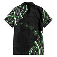 Traditional Art Hawaiian Kakau Tattoos Family Matching Long Sleeve Bodycon Dress and Hawaiian Shirt Green Color - Polynesian Pride