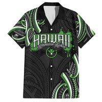 Traditional Art Hawaiian Kakau Tattoos Family Matching Off Shoulder Short Dress and Hawaiian Shirt Green Color - Polynesian Pride