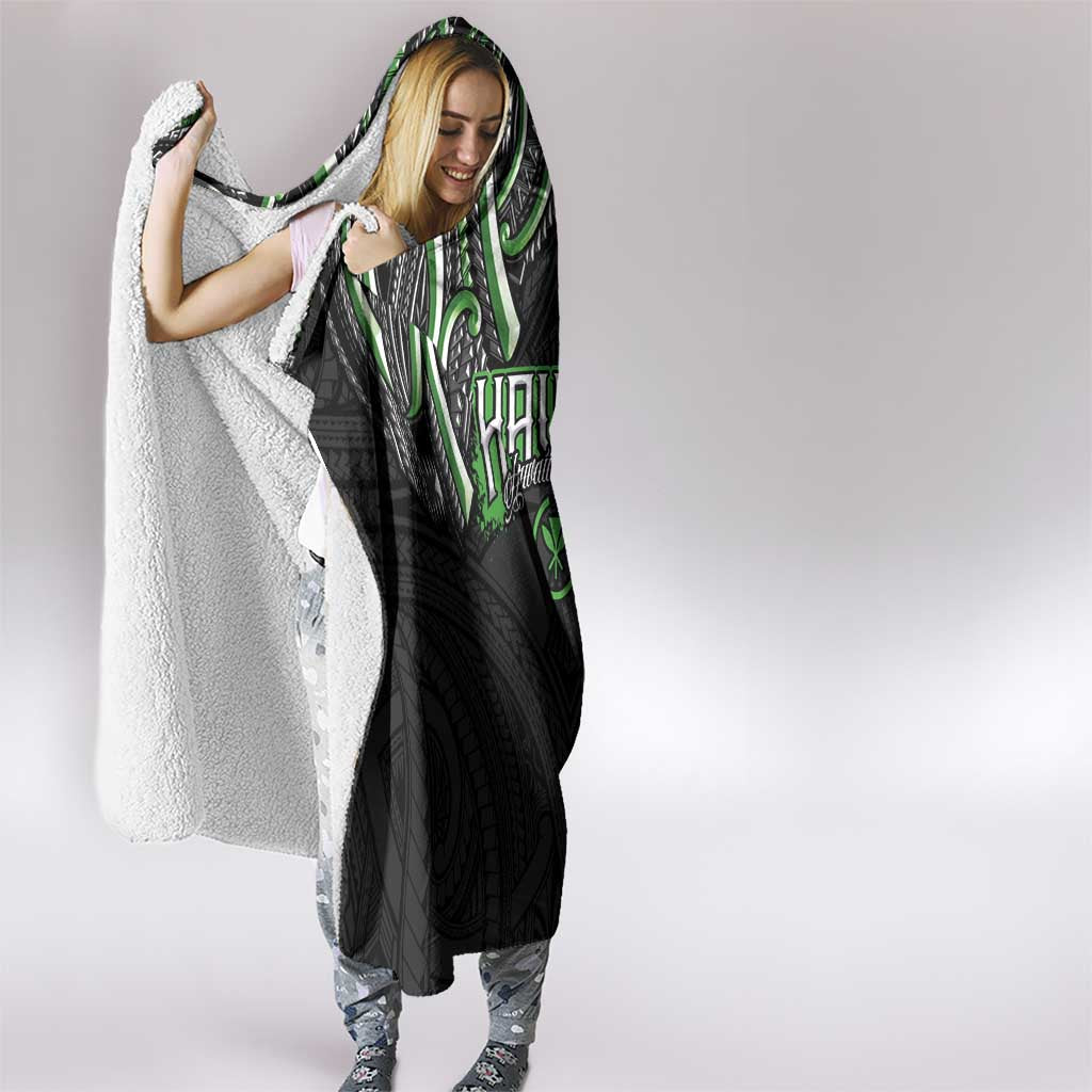 Traditional Art Hawaiian Kakau Tattoos Hooded Blanket Green Color LT03 - Polynesian Pride