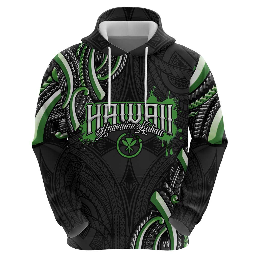 Traditional Art Hawaiian Kakau Tattoos Hoodie Green Color - Polynesian Pride