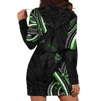 Traditional Art Hawaiian Kakau Tattoos Hoodie Dress Green Color - Polynesian Pride