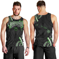 Traditional Art Hawaiian Kakau Tattoos Men Tank Top Green Color - Polynesian Pride
