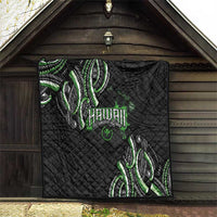 Traditional Art Hawaiian Kakau Tattoos Quilt Green Color - Polynesian Pride