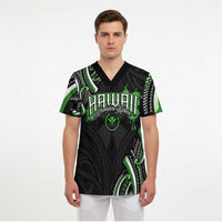 Traditional Art Hawaiian Kakau Tattoos Scrub Top Green Color - Polynesian Pride