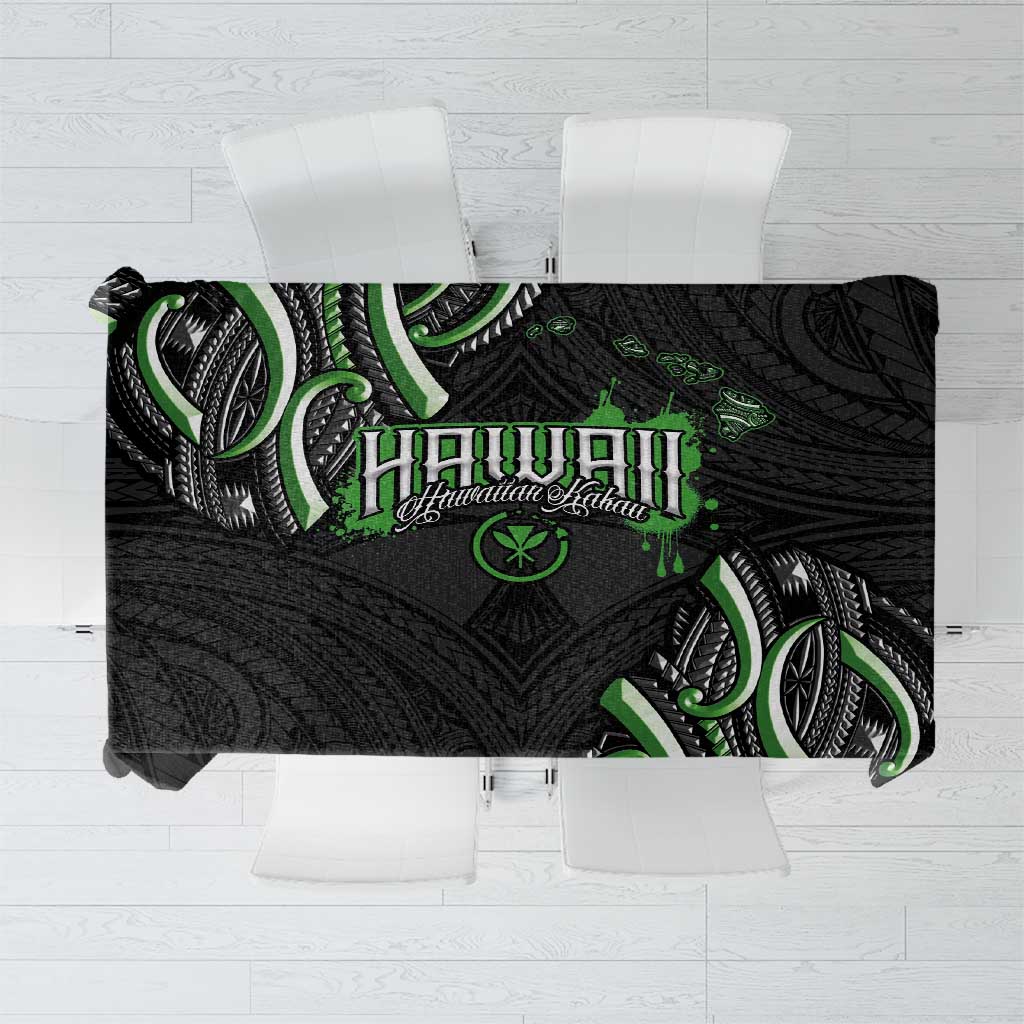 Traditional Art Hawaiian Kakau Tattoos Tablecloth Green Color - Polynesian Pride