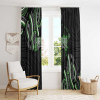 Traditional Art Hawaiian Kakau Tattoos Window Curtain Green Color - Polynesian Pride