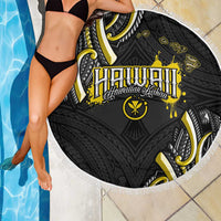 Traditional Art Hawaiian Kakau Tattoos Beach Blanket Yellow Color - Polynesian Pride