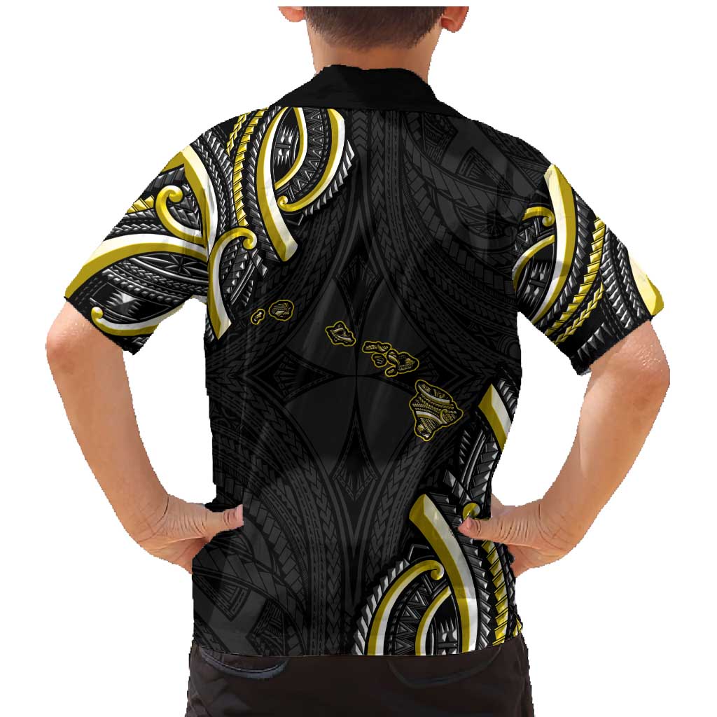 Traditional Art Hawaiian Kakau Tattoos Family Matching Mermaid Dress and Hawaiian Shirt Yellow Color - Polynesian Pride