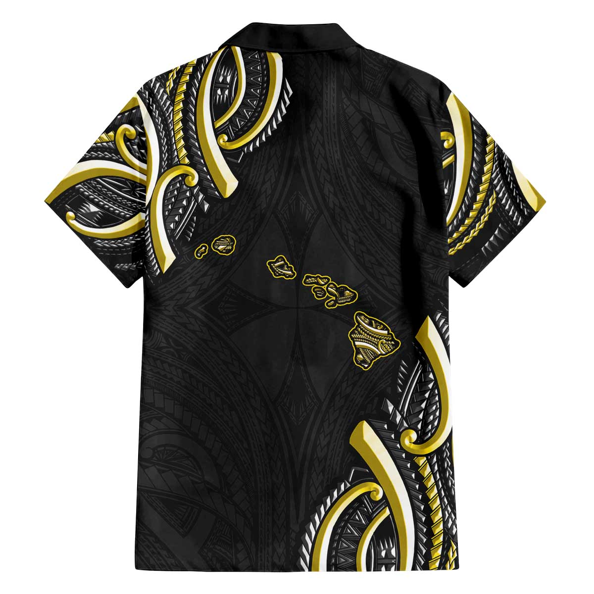 Traditional Art Hawaiian Kakau Tattoos Family Matching Off The Shoulder Long Sleeve Dress and Hawaiian Shirt Yellow Color - Polynesian Pride