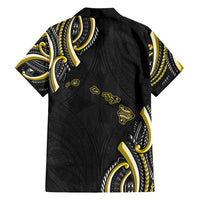 Traditional Art Hawaiian Kakau Tattoos Family Matching Off Shoulder Maxi Dress and Hawaiian Shirt Yellow Color - Polynesian Pride