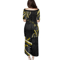 Traditional Art Hawaiian Kakau Tattoos Family Matching Puletasi and Hawaiian Shirt Yellow Color - Polynesian Pride