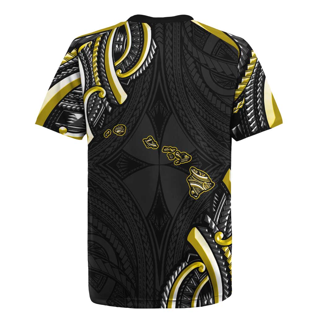 Traditional Art Hawaiian Kakau Tattoos Rugby Jersey Yellow Color - Polynesian Pride
