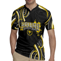 Traditional Art Hawaiian Kakau Tattoos Rugby Jersey Yellow Color - Polynesian Pride