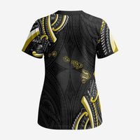 Traditional Art Hawaiian Kakau Tattoos Scrub Top Yellow Color - Polynesian Pride