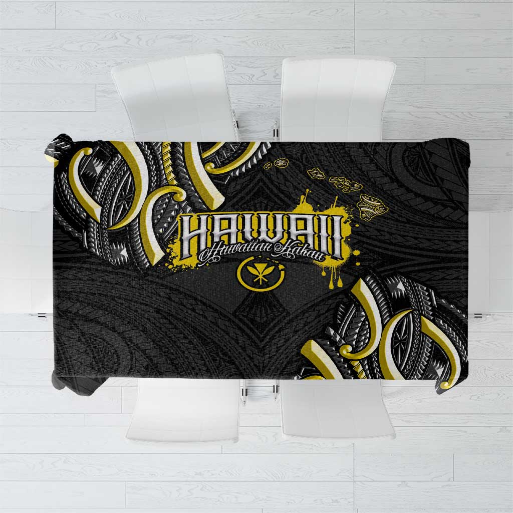 Traditional Art Hawaiian Kakau Tattoos Tablecloth Yellow Color - Polynesian Pride
