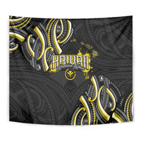 Traditional Art Hawaiian Kakau Tattoos Tapestry Yellow Color - Polynesian Pride