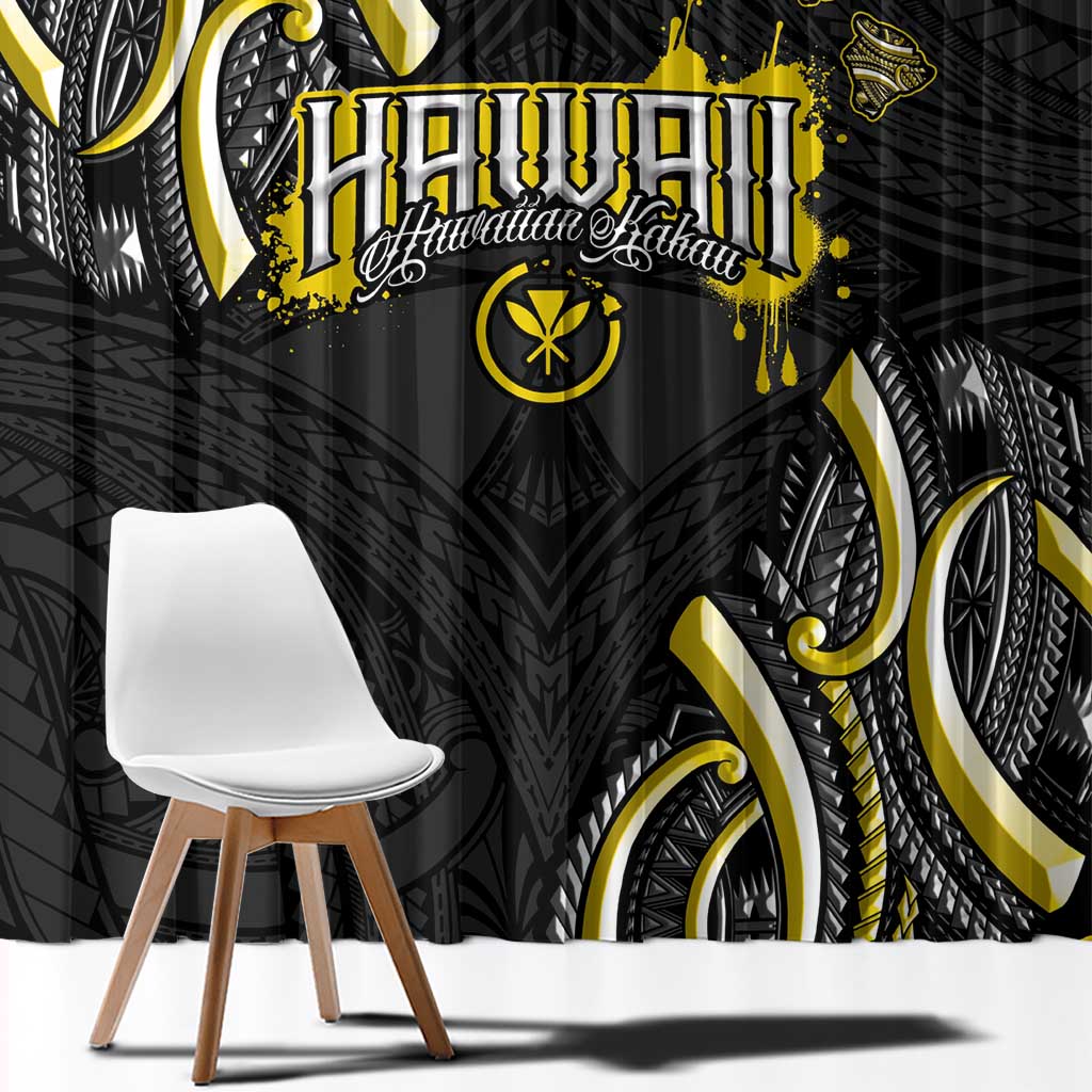 Traditional Art Hawaiian Kakau Tattoos Window Curtain Yellow Color - Polynesian Pride