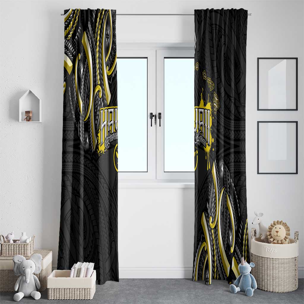 Traditional Art Hawaiian Kakau Tattoos Window Curtain Yellow Color - Polynesian Pride