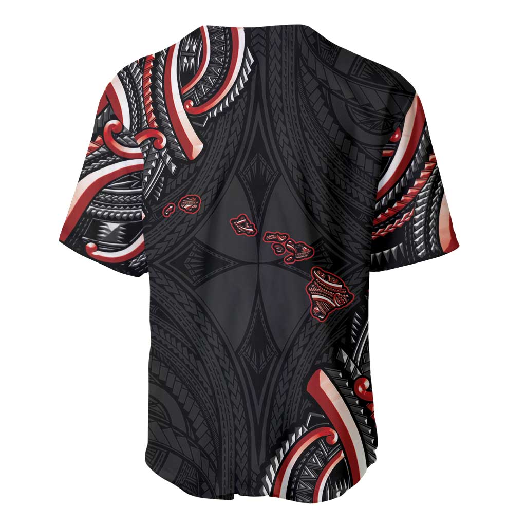 Traditional Art Hawaiian Kakau Tattoos Baseball Jersey Red Color - Polynesian Pride