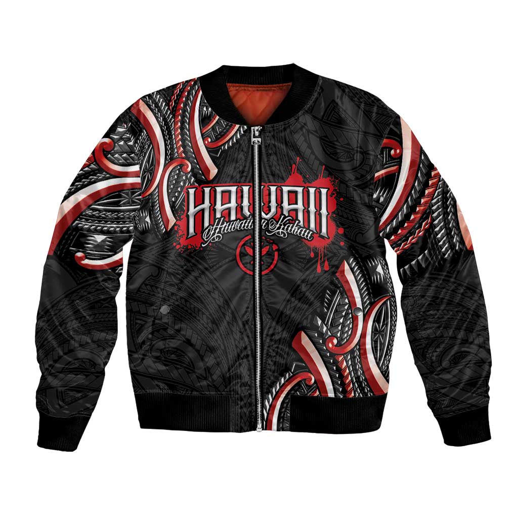 Traditional Art Hawaiian Kakau Tattoos Bomber Jacket Red Color - Polynesian Pride