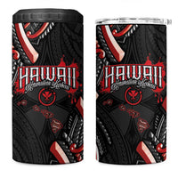 Traditional Art Hawaiian Kakau Tattoos 4 in 1 Can Cooler Tumbler Red Color - Polynesian Pride