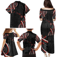 Traditional Art Hawaiian Kakau Tattoos Family Matching Puletasi and Hawaiian Shirt Red Color - Polynesian Pride
