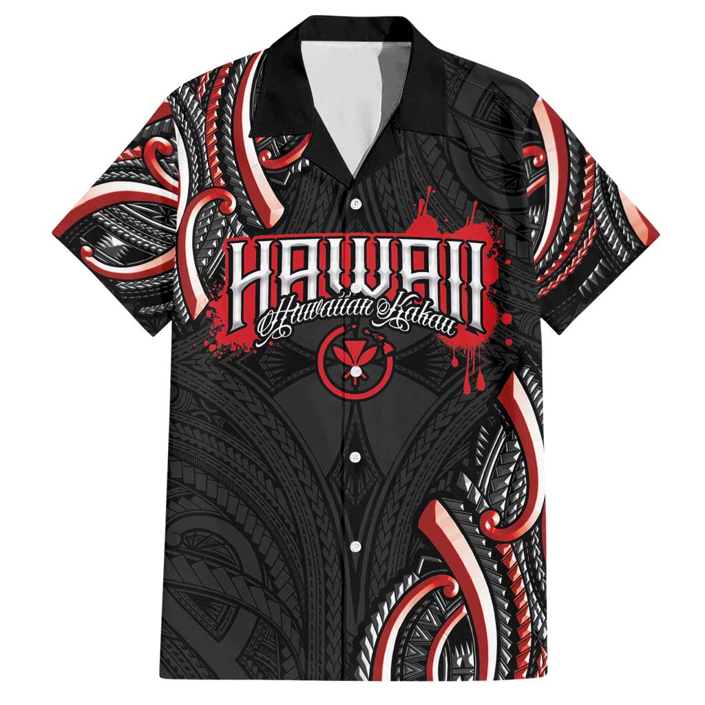 Traditional Art Hawaiian Kakau Tattoos Family Matching Short Sleeve Bodycon Dress and Hawaiian Shirt Red Color - Polynesian Pride