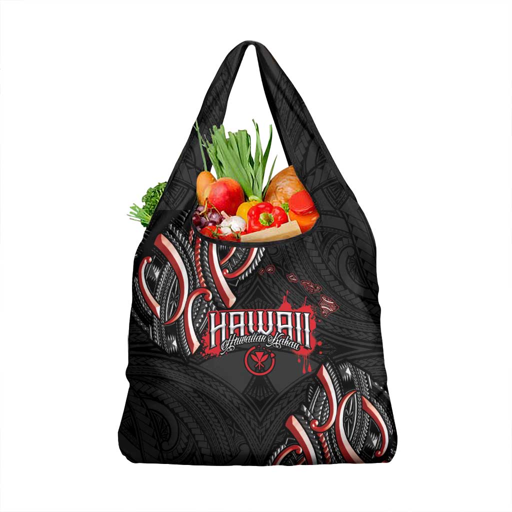 Traditional Art Hawaiian Kakau Tattoos Grocery Bag Red Color - Polynesian Pride