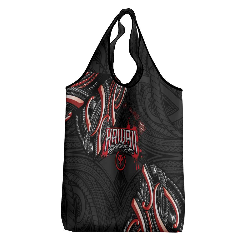 Traditional Art Hawaiian Kakau Tattoos Grocery Bag Red Color - Polynesian Pride