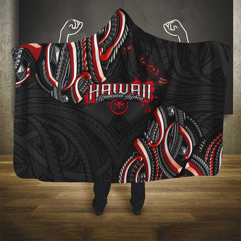 Traditional Art Hawaiian Kakau Tattoos Hooded Blanket Red Color - Polynesian Pride