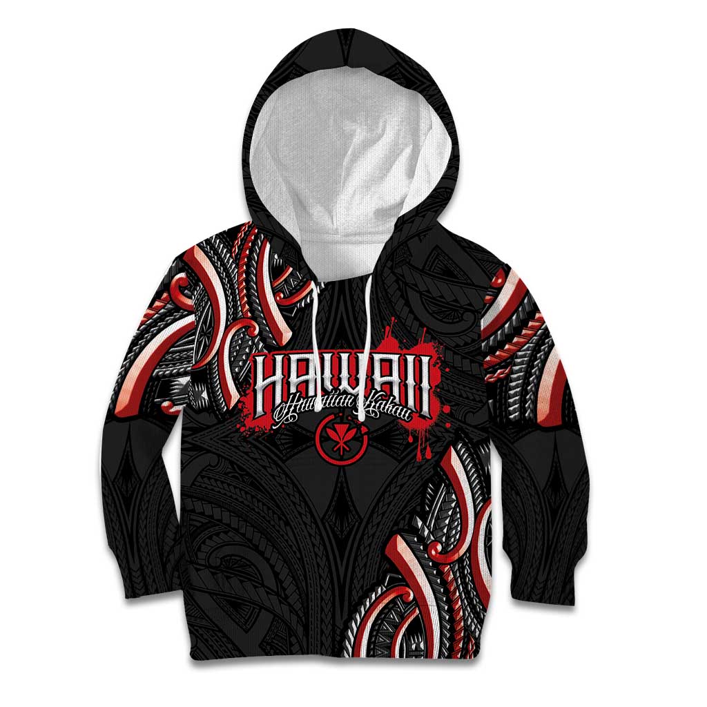 Traditional Art Hawaiian Kakau Tattoos Kid Hoodie Red Color - Polynesian Pride