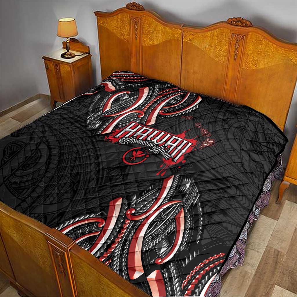 Traditional Art Hawaiian Kakau Tattoos Quilt Red Color - Polynesian Pride