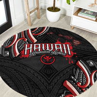 Traditional Art Hawaiian Kakau Tattoos Round Carpet Red Color - Polynesian Pride