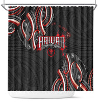Traditional Art Hawaiian Kakau Tattoos Shower Curtain Red Color - Polynesian Pride